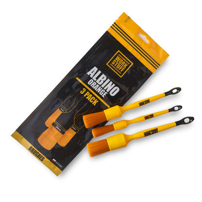 Work Stuff Detailing Albino Orange 3-pak – zestaw niezwykle delikatnych pędzelków detailingowych