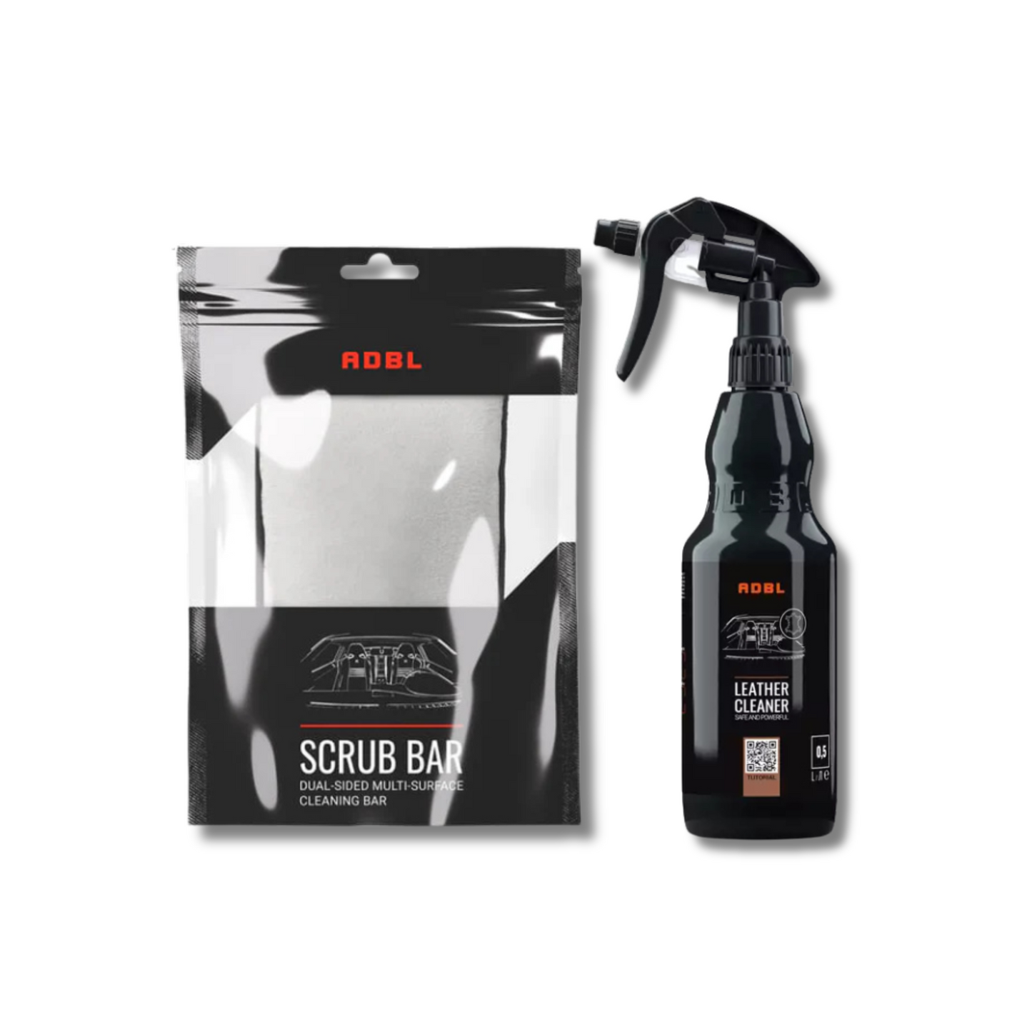 Leather Cleaner + Scrub Bar - zestaw do czyszczenie tapicerki skórzanej
