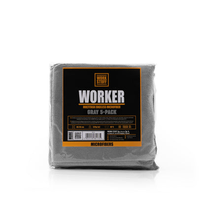 Work Stuff Worker Grey  5-pack – delikatna mikrofibra bez obszycia, 40x40cm, 320gsm