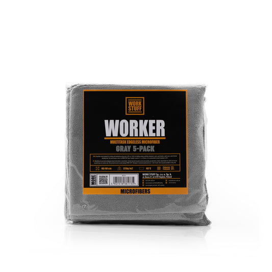 Work Stuff Worker Grey  5-pack – delikatna mikrofibra bez obszycia, 40x40cm, 320gsm