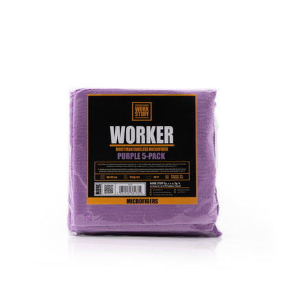 Work Stuff Worker Purple 5-pack – delikatna mikrofibra bez obszycia 40×40 cm, 320 gsm