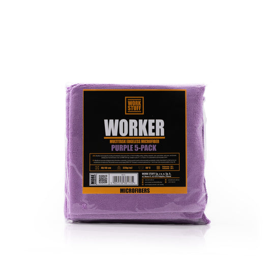 Work Stuff Worker Purple 5-pack – delikatna mikrofibra bez obszycia 40×40 cm, 320 gsm
