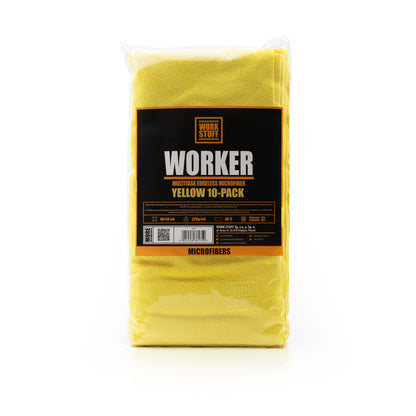 Work Stuff Worker Yellow 10-pack – delikatna mikrofibra bez obszycia 40×40 cm, 320 gsm
